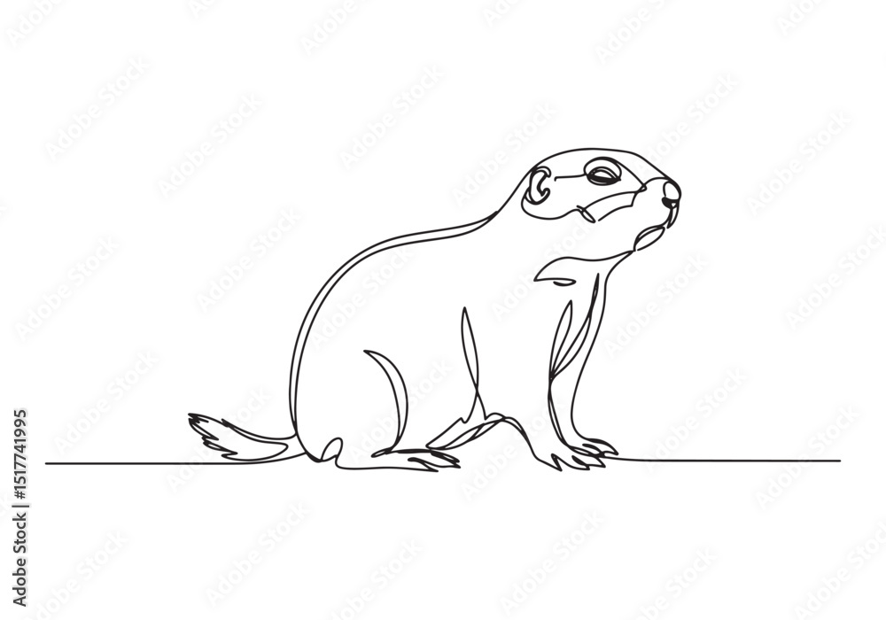 Obraz premium Elegant Continuous Line Drawing of a Prairie Dog in Black and Wh