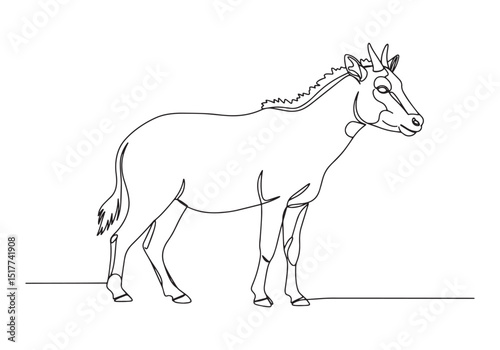Elegant Doleserpeton, A minimalist one-line drawing of a prehist