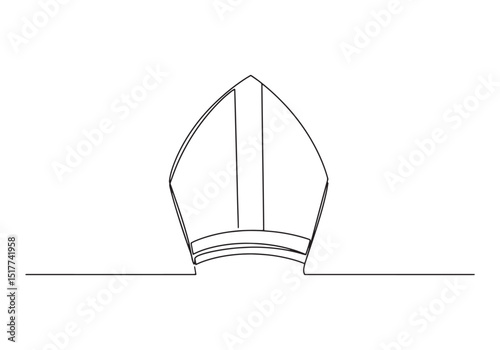 Elegant Bishop's Mitre Depicted in a Minimalist Continuous Line