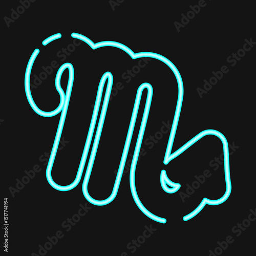 Icon scorpio. Zodiac horoscope elements. Icon in neon style.