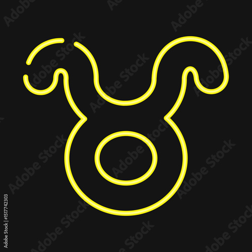 Icon taurus. Zodiac horoscope elements. Icon in neon style.