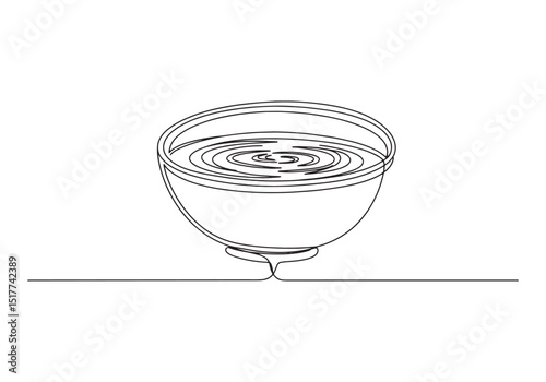 Minimalist continuous line drawing of holy water rippling in a v