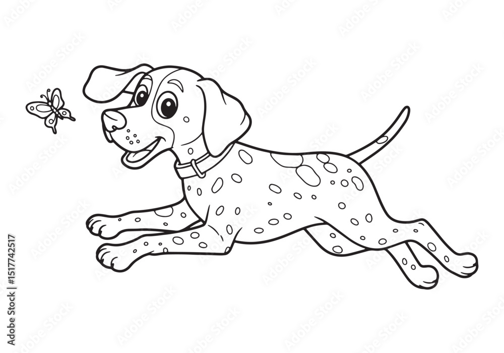 Fototapeta premium Whimsical German Shorthaired Pointer Ready to Play, A Coloring B