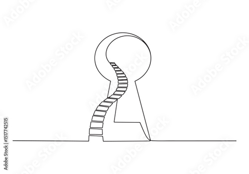Continuous Line Drawing of Jacob's Ladder Through a Keyhole Illu
