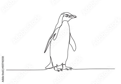 Elegant yellow eyed penguin portrayed in a minimalist line drawi