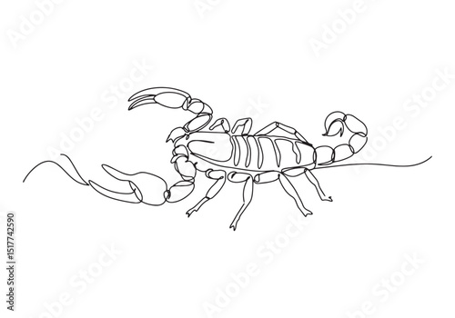 Minimalist pseudoscorpion line drawing, elegant one-line art por