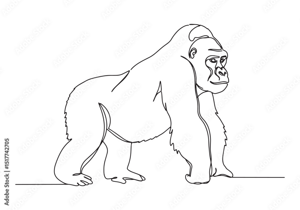 Fototapeta premium Elegant Gorilla Portrait Crafted with a Continuous Single Line D