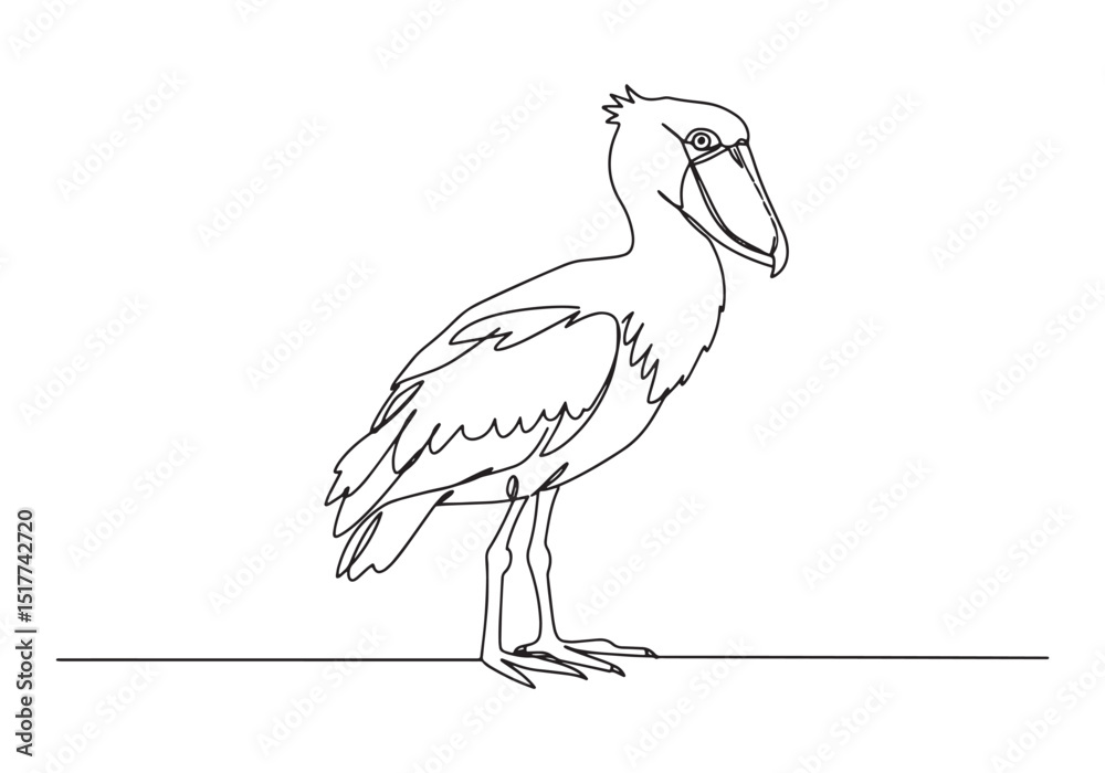 Obraz premium Elegant shoebill bird illustration in minimalist single line dra