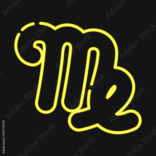 Icon virgo. Zodiac horoscope elements. Icon in neon style.