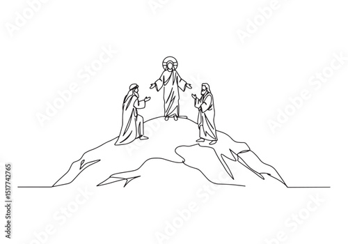 Continuous Line Drawing Depicting the Biblical Transfiguration S