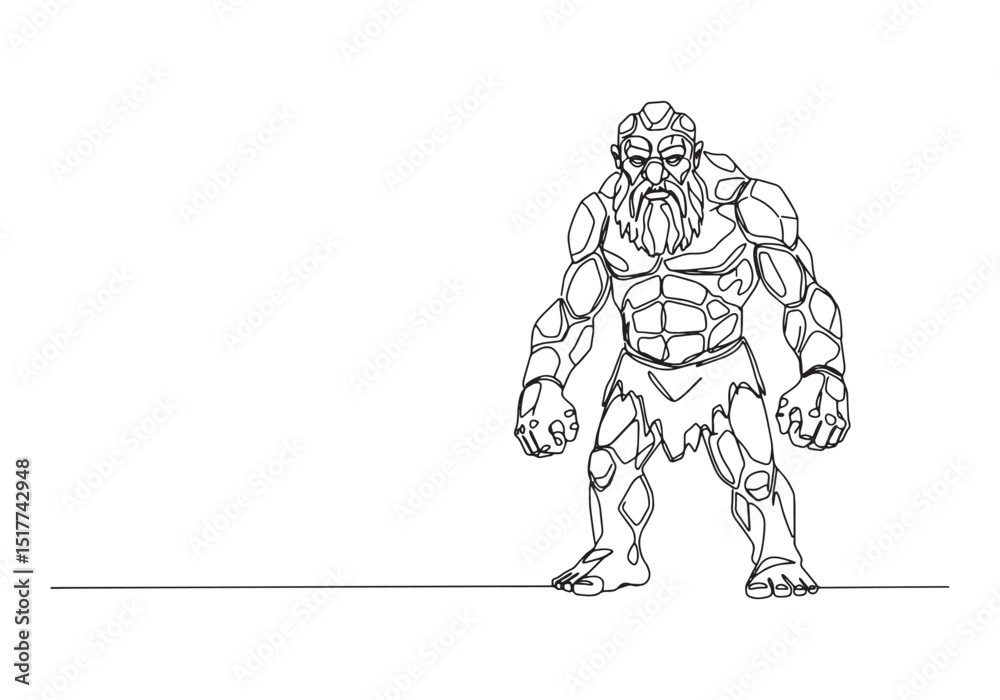 Fototapeta premium Continuous Line Drawing Illustration of Goliath Mountain Mythica