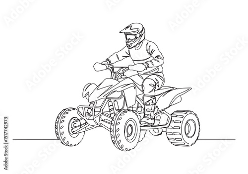 Single line art, Adrenaline-fueled ATV racing illustration in mo