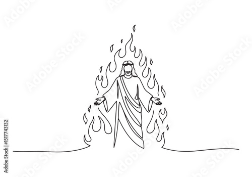 Captivating continuous line drawing of Jesus Christ silhouette w