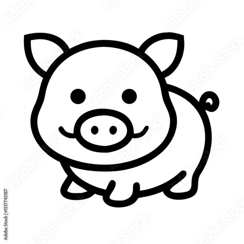 Cute illustration of a little pig, playful character.