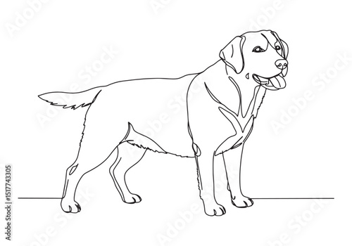 Elegant One-Line Illustration of a Labrador Retriever Dog Portra