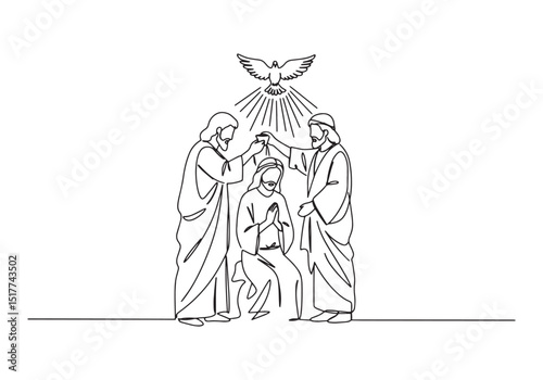 Continuous Line Drawing Illustration of the Baptism of the Lord