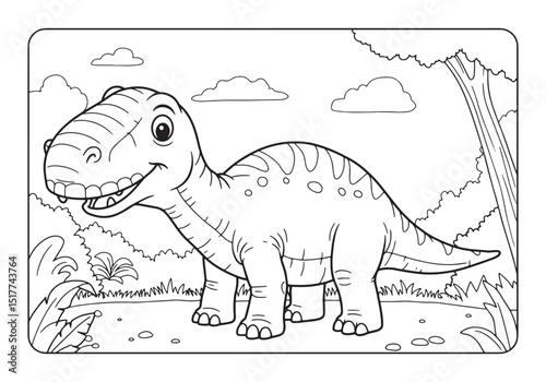 Mastodonsaurus coloring page illustration, black and white drawi