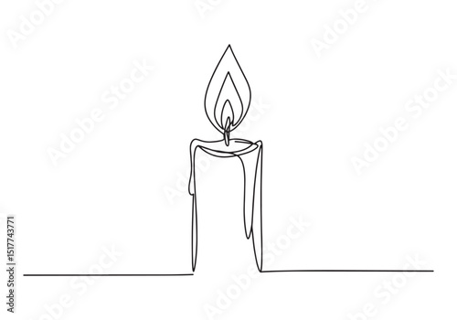Continuous Line Drawing of a Lit Paschal Candle Illustration