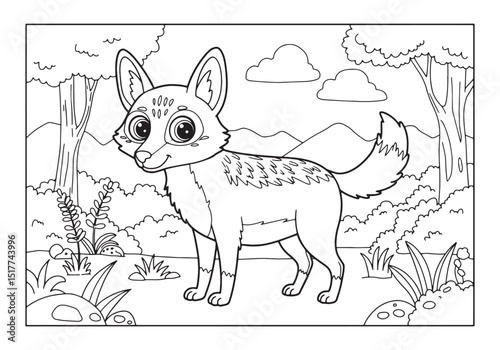 Enchanting Jackal Adventure, A Whimsical Coloring Book Journey T