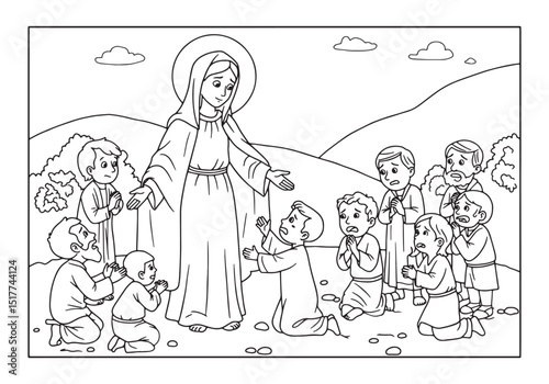 Mary Refuge of Sinners, A Coloring Book Page for Religious Educa