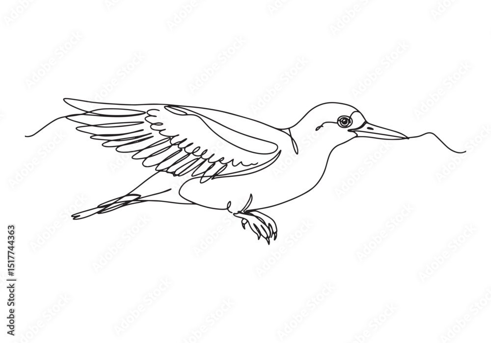 Obraz premium Elegant Hesperornis Illustration, Continuous Line Art in Black a