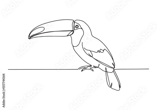 Elegant Toucan, A Minimalist Continuous Line Drawing Illustratio