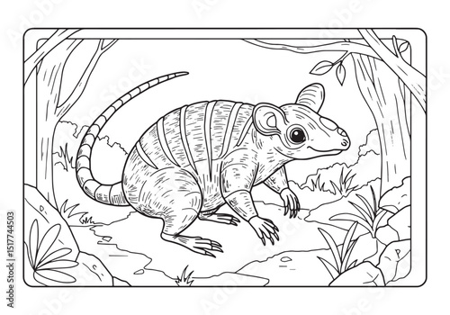Rhyniognatha Coloring Page, Detailed Black and White Illustratio