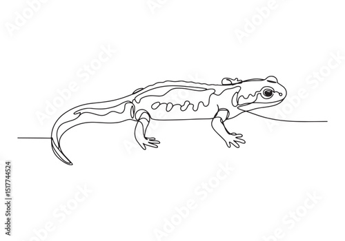 Minimalist Salamander One Line Drawing, A Monochromatic Artistic