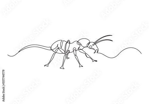 Elegant single line drawing illustration of an antlion insect cr