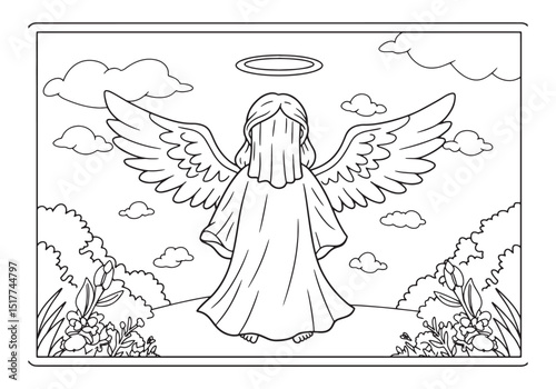 Shateiel Angel Coloring Page, A Peaceful Moment for Creative Exp