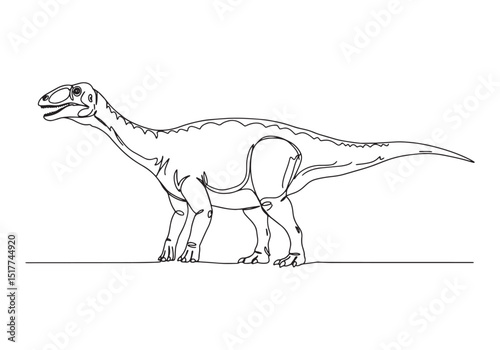 Scutosaurus Line Art, Continuous One-Line Drawing of Prehistoric