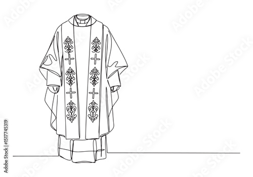 Elegant representation of a priest's chasuble in a continuous li
