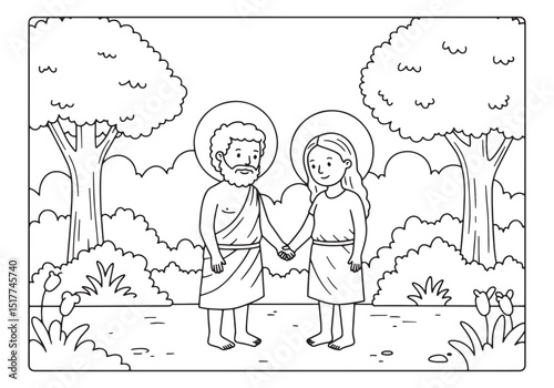 Timeless Devotion, A Black and White Coloring Page Illustration