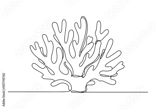 Elegant coral reef illustration in minimalist continuous line dr
