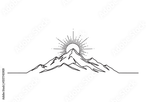 Continuous Line Drawing of a Holy Mountain Landscape with Rising