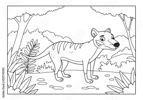 Tasmanian Tiger Coloring Page for Kids, Educational and Fun Acti