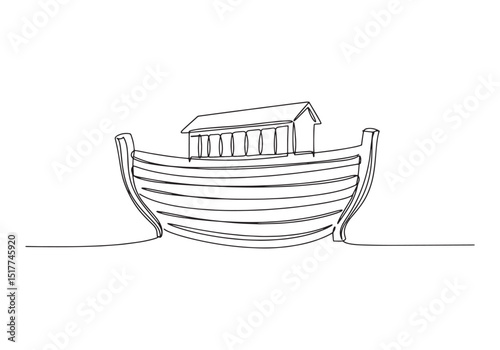 Noah's Ark minimalistic continuous line drawing for biblical ill
