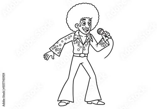 Retro Disco Dancer Coloring Page, A Groovy Illustration for Musi