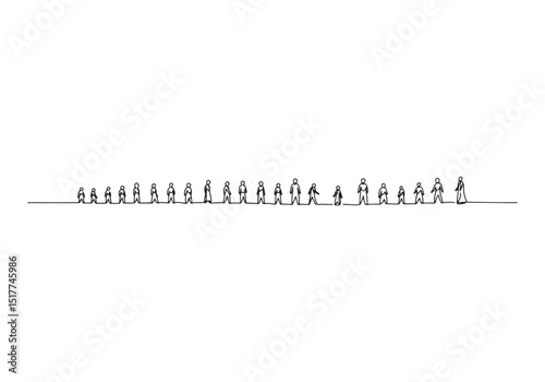 Continuous line drawing illustrating the evolution of humankind
