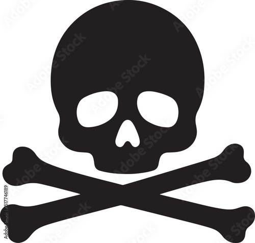 Crossbones and skull death silhouette flat icon vector, crossbones clip art