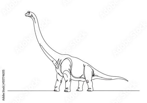Brachiosaurus dinosaur in continuous line drawing prehistoric ge