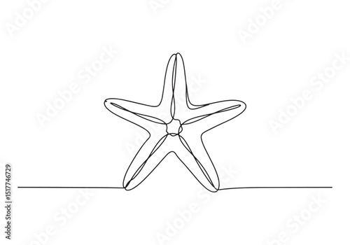 Elegant Starfish Continuous Line Drawing, Minimalist Black and W