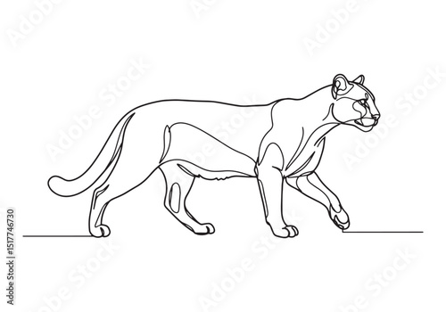 Elegant Puma in Motion, A Minimalist Continuous Line Art Illustr