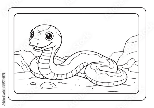 Sand Boa coloring page for kids and adults, cute cartoon snake i