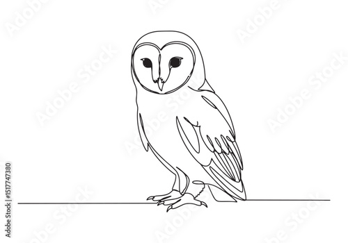 Elegant oneline drawing of an owl in minimalist black and white