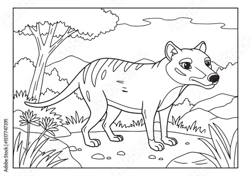 Detailed Tasmanian Tiger Coloring Page for Creative Kids Artwork