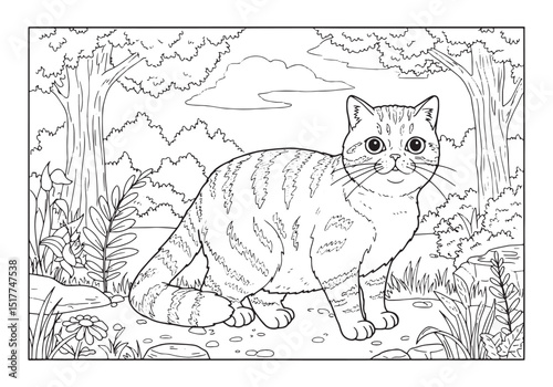 Exotic Shorthair cat amidst natural foliage, a charming coloring