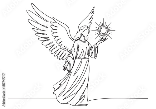 Elegant single line drawing of Sabriel Angel in minimalist illus