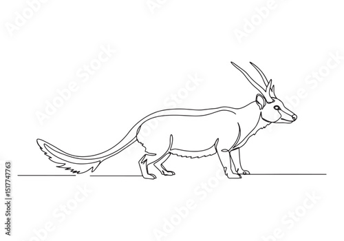 Elegant Xiphactinus animal illustration in continuous line drawi