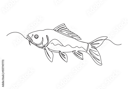 Elegant continuous line drawing of a carp, showcasing simplicity
